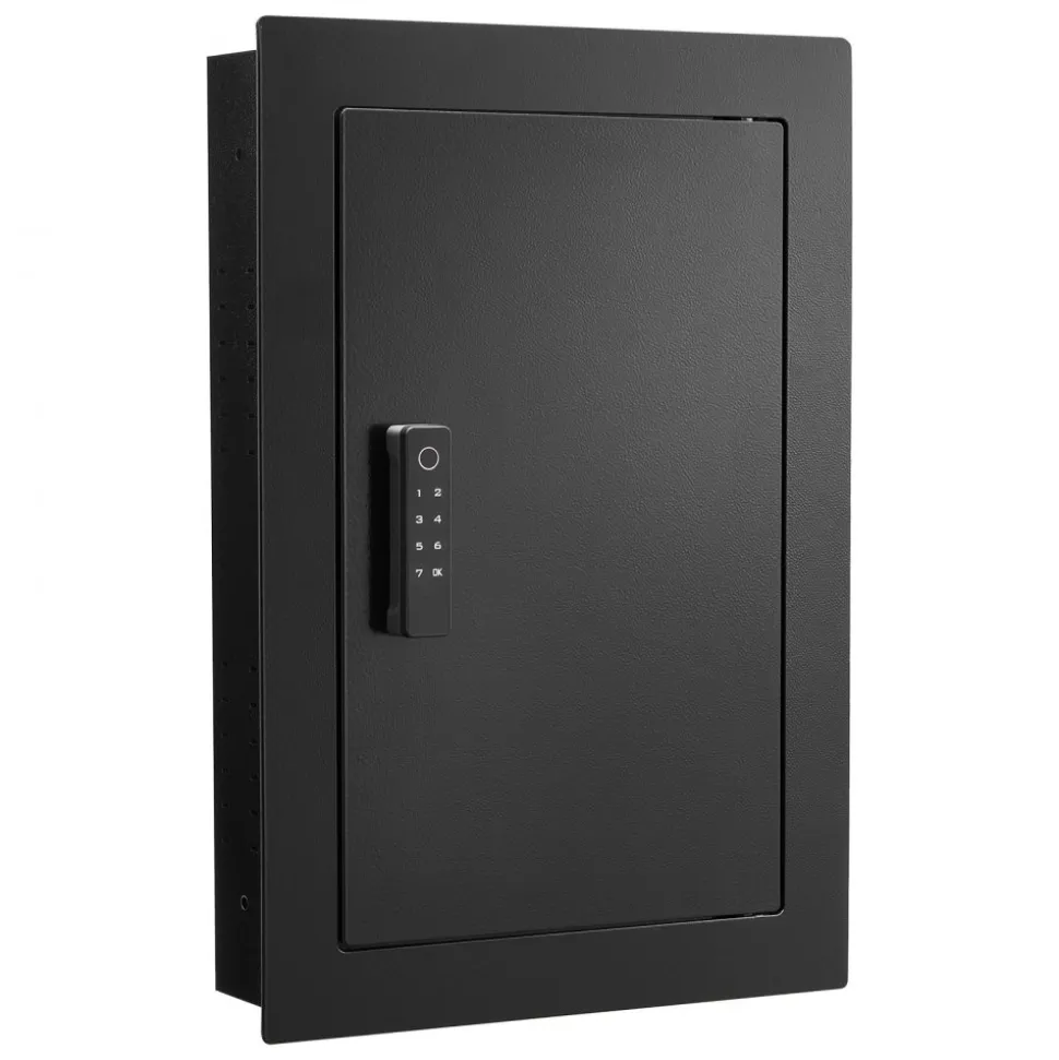 VEVOR Wall Safe, 3-Tier Hidden Wall Safe with Fingerprint, Password, Key & Turning Knob, Q235 Cold-Rolled Steel In-Wall Box with Adjustable Shelves & Key Holders for Money, Jewelry, Passport, Document