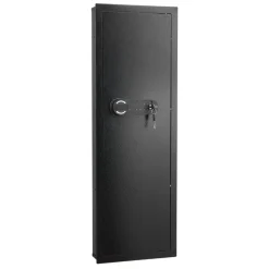 VEVOR Wall Safe, 4-Tier Hidden Wall Mounted Gun Safe with Password & Key, Q235 Cold-Rolled Steel In-Wall Box with LED Lighting, 3 Adjustable Shelves & Key Holders for Money, Jewelry, Passport, Black