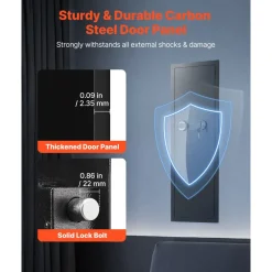 VEVOR Wall Safe, 4-Tier Hidden Wall Mounted Gun Safe with Password & Key, Q235 Cold-Rolled Steel In-Wall Box with LED Lighting, 3 Adjustable Shelves & Key Holders for Money, Jewelry, Passport, Black