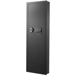 VEVOR Wall Safe, 4-Tier Hidden Wall Mounted Gun Safe with Password & Key, Q235 Cold-Rolled Steel In-Wall Box with LED Lighting, 3 Adjustable Shelves & Key Holders for Money, Jewelry, Passport, Black