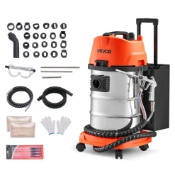 VEVOR Walnut Blaster Kit for Carbon Cleaning, 1200W Sand Blaster with Built-in Vacuum, Extension Nozzle Sandblaster Gun, and 5.5lbs Walnut Shell for Engine Intake Valve Cleaning - 30L