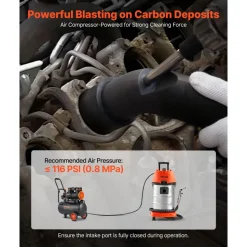 VEVOR Walnut Blaster Kit for Carbon Cleaning, 1200W Sand Blaster with Built-in Vacuum, Extension Nozzle Sandblaster Gun, and 5.5lbs Walnut Shell for Engine Intake Valve Cleaning - 30L