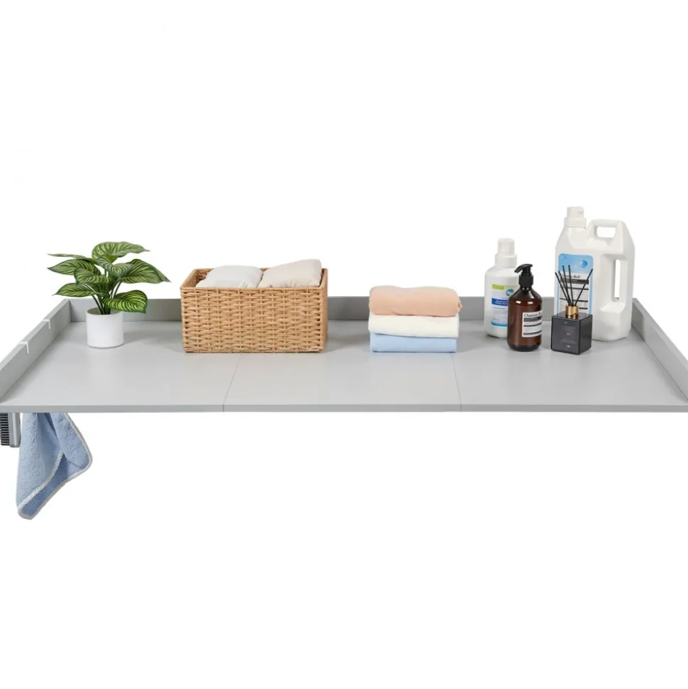 VEVOR Washer Dryer Countertop with 2-Tier Shelf, 54" x 27" Wooden Washer and Dryer Countertop with Anti-Slip Pads, Water-Resistant Laundry Topper Cover for Laundry Room Organization and Storage, Black
