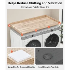 VEVOR Washer Dryer Countertop with Shelf, 54 x 27.5 in Wooden Washer and Dryer Topper with Edge and 2 Hooks, Laundry Machine Topper for Laundry Closet Pantry Counter Organization and Storage, Black