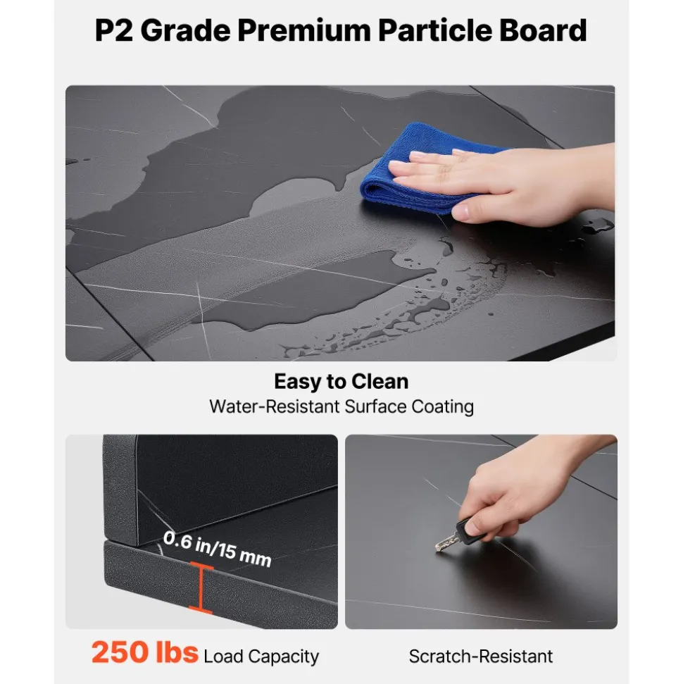 VEVOR Washer Dryer Countertop, 54" x 27" Wooden Washer and Dryer Countertop, Water-Resistant Laundry Machine Topper Cover with Anti-Slip Pads, for Laundry Room Organization and Storage, Black