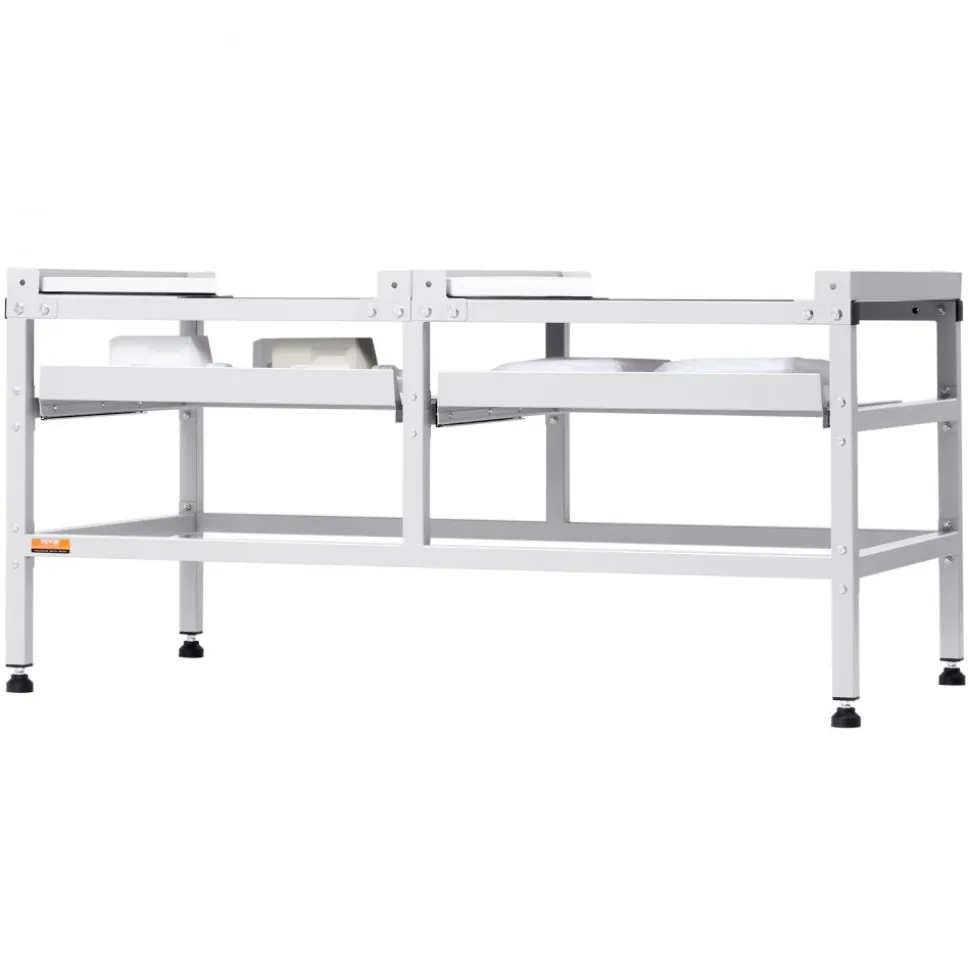 VEVOR Washing Machine Stand, 48.5x25-Inch Washer Laundry Pedestal, 590LBS Load Capacity Washer And Dryer Pedestal Base with Double Trays, 4 Adjustable Feet for Lifting Washing Machines, Carbon Steel