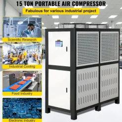 VEVOR Water Chiller 15Ton, Capacity Industrial Chiller 15Hp, Air-Cooled Water Chiller, Finned Condenser, with Micro-Computer Control, Stainless Steel Water Tank Chiller Machine for Cooling Water