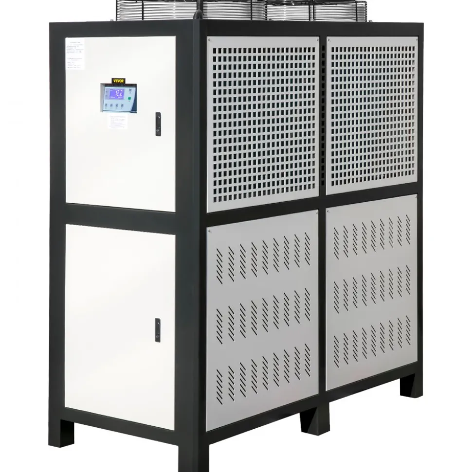 VEVOR Water Chiller 15Ton, Capacity Industrial Chiller 15Hp, Air-Cooled Water Chiller, Finned Condenser, with Micro-Computer Control, Stainless Steel Water Tank Chiller Machine for Cooling Water