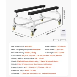 VEVOR Watercraft PWC Dolly, 1000 lbs Load Capacity, Jet Ski Stand PWC Cart for Moving Watercraft, Adjustable Bunks with 4 Casters & 2 Brakes, Heavy-Duty Jet Ski Cart for Kayaks, Jet Skis, Speedboats