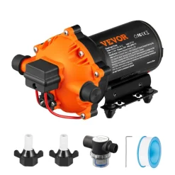 VEVOR Water Diaphragm Pump, 12V DC, 5.5 GPM Flow, 70 PSI Rated Pressure (40-100 PSI Adjustable), 1/2