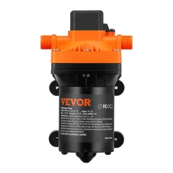VEVOR Water Diaphragm Pump, 12V DC, 3.5 GPM Flow, 55 PSI Rated Pressure (40-80 PSI Adjustable), 1/2