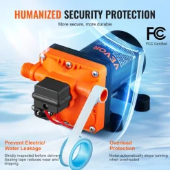 VEVOR Water Diaphragm Pump, 12V DC, 3.5 GPM Flow, 55 PSI Rated Pressure (40-80 PSI Adjustable), 1/2
