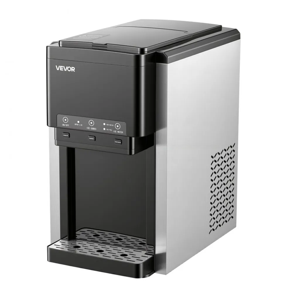 VEVOR Water Dispenser with Ice Maker, 3-in-1 Countertop Water Dispenser, 35 LBS/24H, 12 Cubes/7 Min Fast Ice Making with 4 LBS Storage, Bullet/Crushed Ices & Cold-Water, for Home, Kitchen, Party