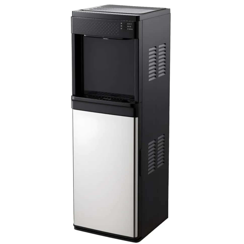 VEVOR Water Dispenser with Ice Maker, 3-in-1 Floor-Standing Water Dispenser, 33 LBS/24H, 9 Cubes/7 Min Fast Ice Making with 1.3 LBS Storage, Bullet Ice-Cubes & Cold-Water, for Home, Kitchen, Party