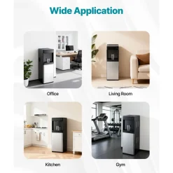 VEVOR Water Dispenser with Ice Maker, 3-in-1 Floor-Standing Water Dispenser, 33 LBS/24H, 9 Cubes/7 Min Fast Ice Making with 1.3 LBS Storage, Bullet Ice-Cubes & Cold-Water, for Home, Kitchen, Party