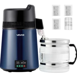 VEVOR Water Distiller, 6L 1.6 Gallon Larger Pure Water Purifier Filter For Home Table Countertop, 900W Plastic Distilled Maker, Stainless Steel Interior Drinking Machine to Make Clean Waters, White