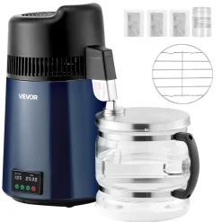 VEVOR Water Distiller, 6L 1.6 Gallon Larger Pure Water Purifier Filter For Home Table Countertop, 900W Plastic Distilled Maker, Stainless Steel Interior Drinking Machine to Make Clean Waters, White