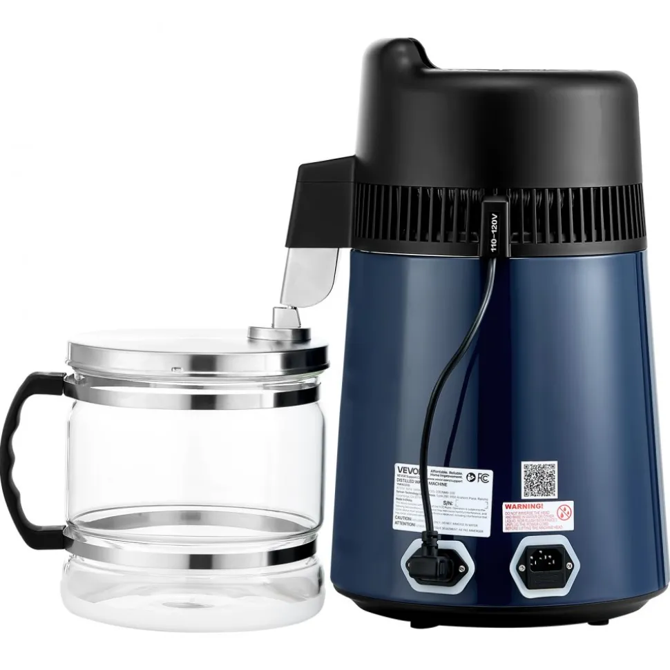 VEVOR Water Distiller, 6L 1.6 Gallon Larger Pure Water Purifier Filter For Home Table Countertop, 900W Plastic Distilled Maker, Stainless Steel Interior Drinking Machine to Make Clean Waters, White