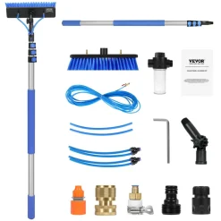 VEVOR Water Fed Pole Kit, 36FT Solar Panel Cleaning Pole with Extendable Handle, 180° Rotatable Brush Head & 65.6FT Hose, Household & Outdoor Window Cleaner Tool for Caravan Solar Panel Deck