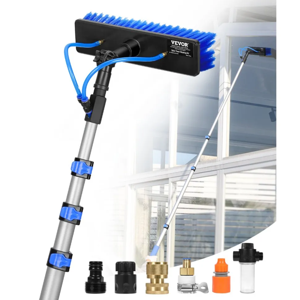 VEVOR Water Fed Pole Kit, 36FT Solar Panel Cleaning Pole with Extendable Handle, 180° Rotatable Brush Head & 65.6FT Hose, Household & Outdoor Window Cleaner Tool for Caravan Solar Panel Deck