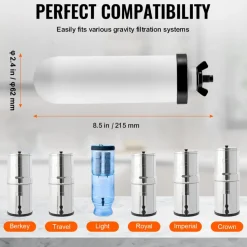 VEVOR Water Filters Replacement, Purification Elements, Ceramic Replacement Filters, Easy to Replace Water Filter, Gravity Water Filter System, Compatible with Most Brands, Pack of 2, White