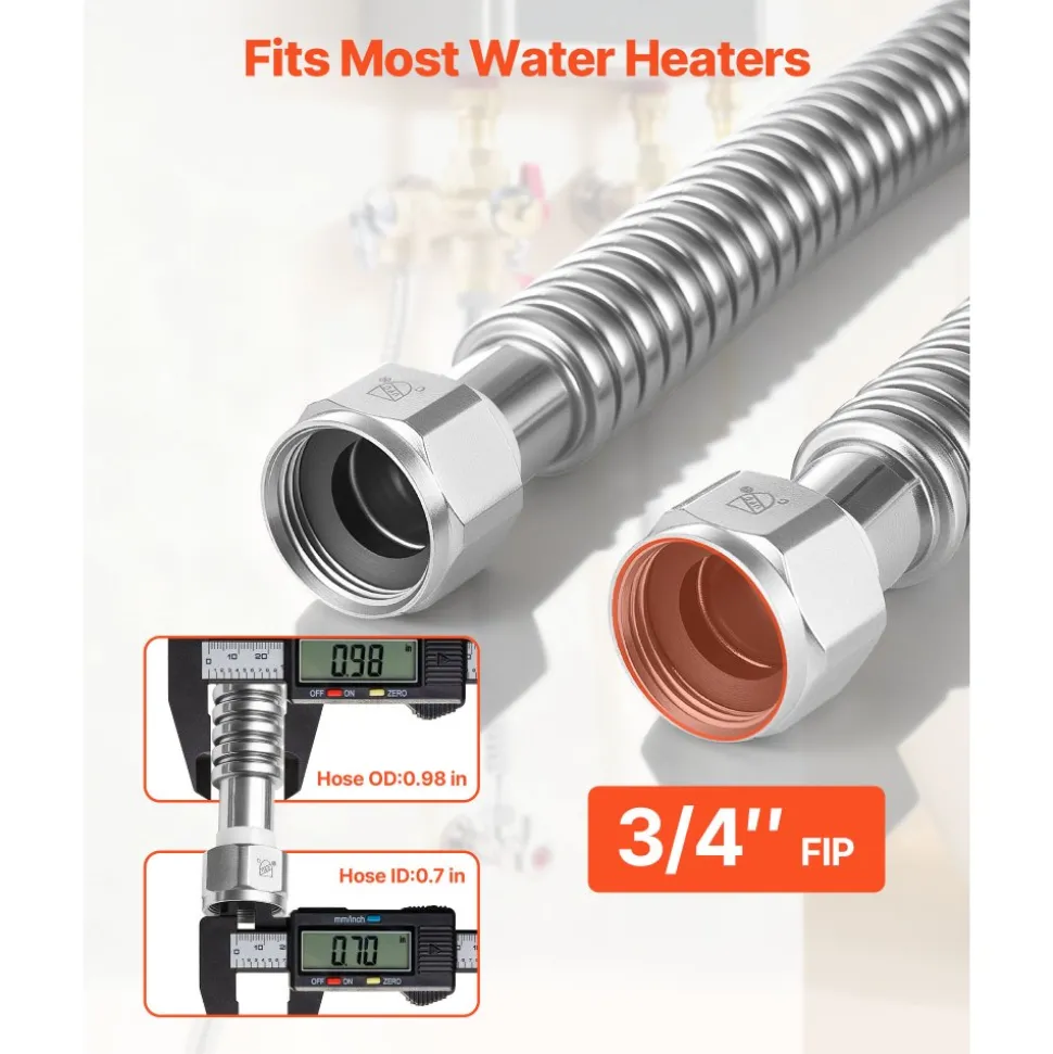 VEVOR Water Heater Kit, 18 Inch Length Water Heater Flex Connector, Waters Heaters Installation Kit with 1" FIP x 1" FIP Inlet & Outlet Connection for Bathroom, Kitchen, Laundry Room, Boiler Room