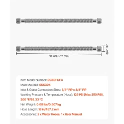 VEVOR Water Heater Kit, 18 Inch Length Water Heater Flex Connector, Waters Heaters Installation Kit with 1