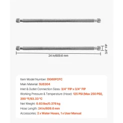 VEVOR Water Heater Kit, 24 Inch Length Water Heater Flex Connector, Waters Heaters Installation Kit with 1