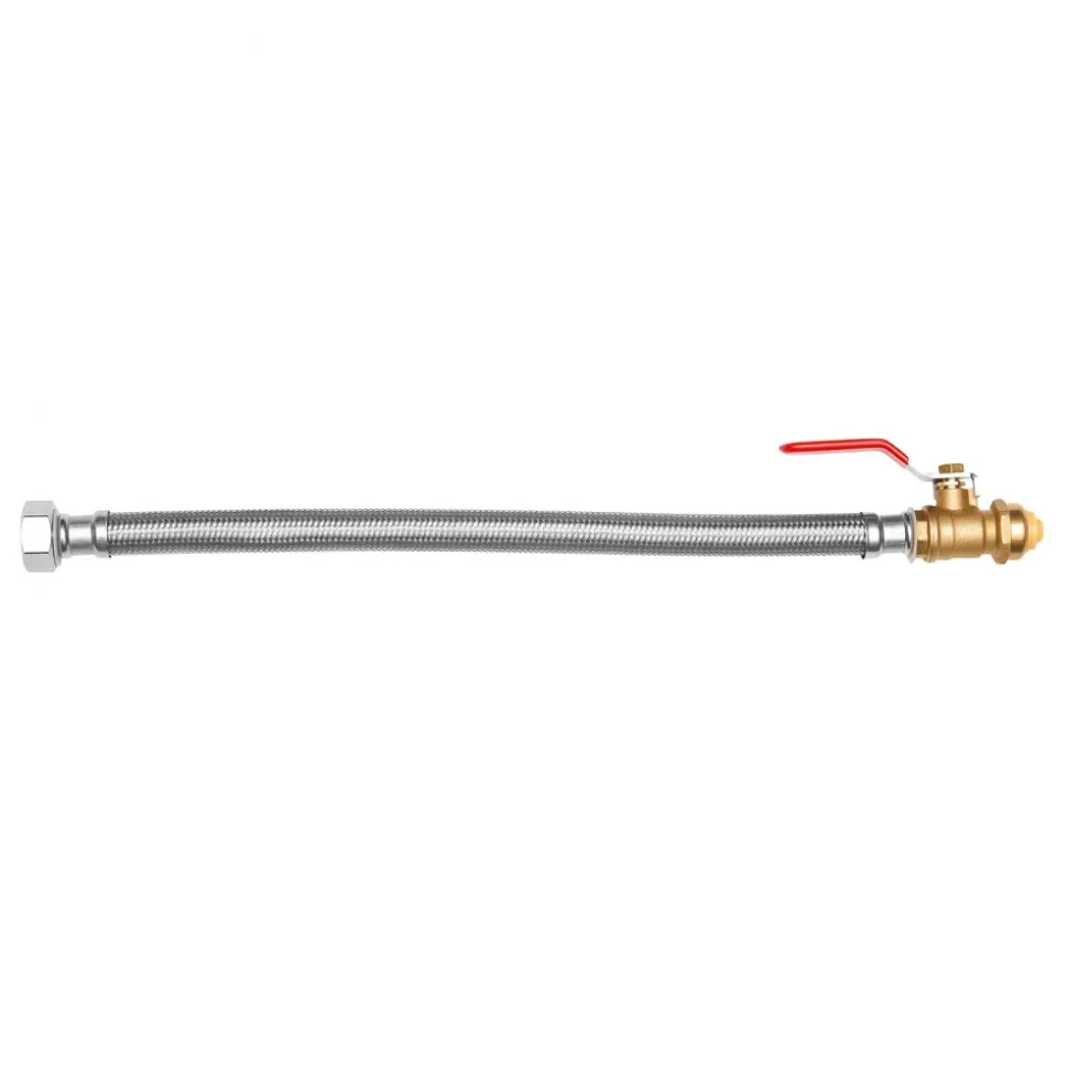 VEVOR Water Heater Kit, Push-Fit Valve Flexible Water Heater Connector with 3/4" FIP x 1/2" PTC Ball Valve, Stainless Steel Braided Waters Heaters Supply Line for Bathroom, Kitchen, Laundry Room