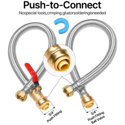 VEVOR Water Heater Kit, Push-Fit Valve Flexible Water Heater Connector with 3/4