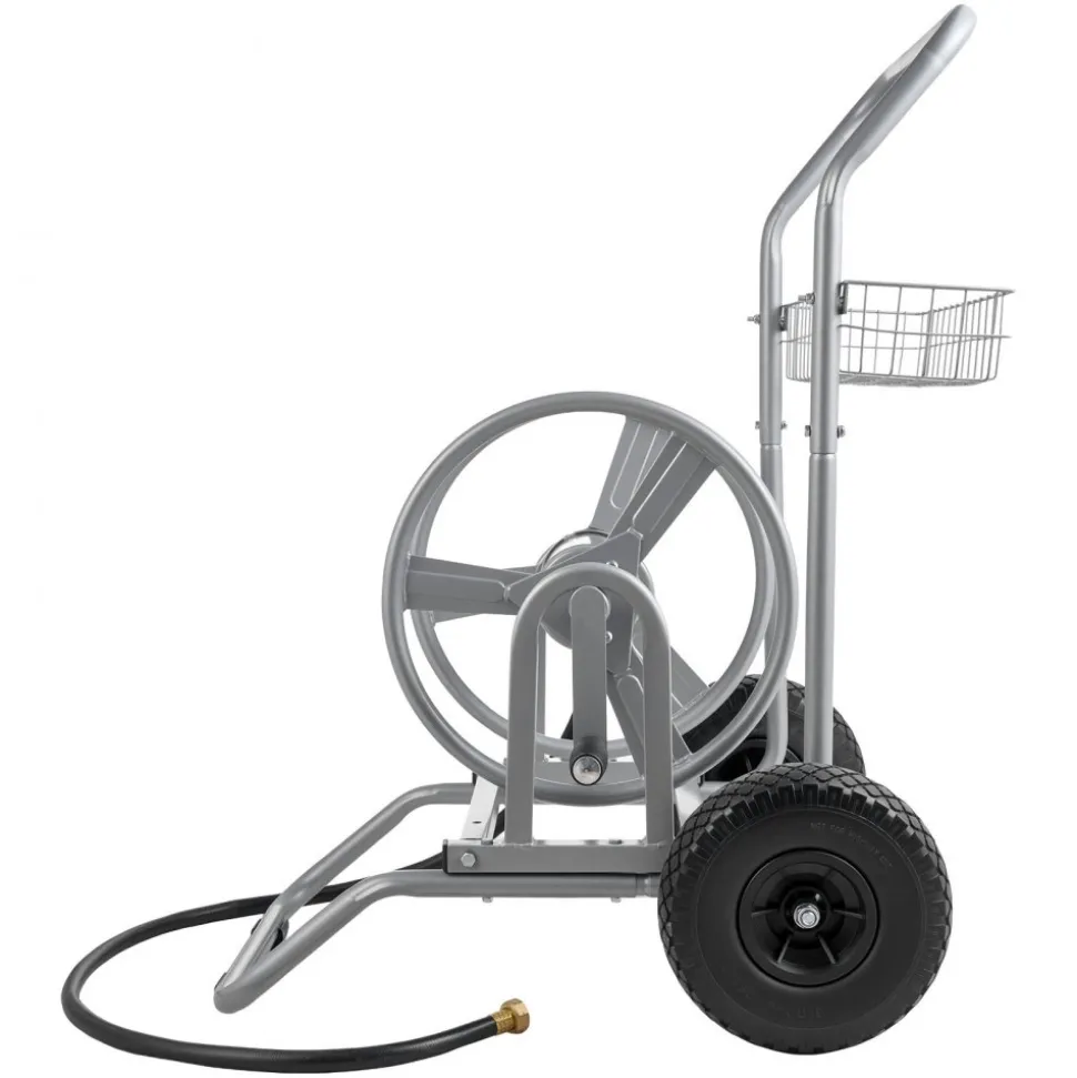 VEVOR Water Hose Reel Cart, 200/300ft High-Pressure Garden Hose Cart, Hoses Reel Carts with Two Wheels, Handle & Heavy-Duty Mesh Storage Basket, Dual-Purpose Portable Hoses Reels for Garden, Car, Pet