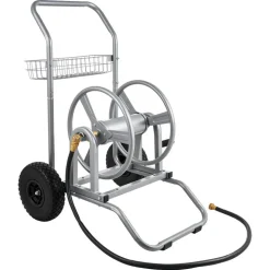 VEVOR Water Hose Reel Cart, 200/300ft High-Pressure Garden Hose Cart, Hoses Reel Carts with Two Wheels, Handle & Heavy-Duty Mesh Storage Basket, Dual-Purpose Portable Hoses Reels for Garden, Car, Pet