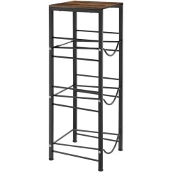 VEVOR Water Jug Holder, 4 Tiers 3 and 5 Gallon Water Bottle Holder for 3 Bottles, Heavy Duty Jug Rack Organizer with Storage Shelf, Detachable for Kitchen, Office, Living Room, Black and Brown