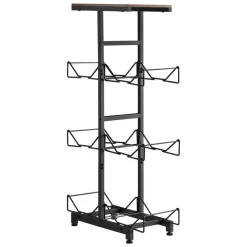 VEVOR Water Jug Holder, 4 Tiers Double Rows 3 and 5 Gallon Water Bottle Holder for 6 Bottles, Heavy Duty Jug Rack Organizer with Handles, Foldable for Kitchen, Office, Living Room, Black and Brown