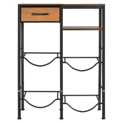 VEVOR Water Jug Holder, 4 Tiers Double Rows 3 and 5 Gallon Water Bottle Holder for 4 Bottles, Heavy Duty Jug Rack Organizer with Storage Shelf and Drawer, for Kitchen, Living Room, Black and Brown
