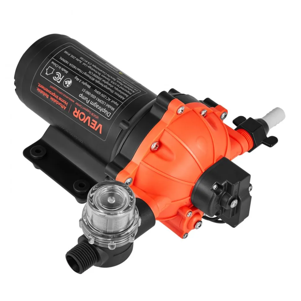 VEVOR Water Pressure Pump, 110V AC 5 GPM, 5-Chamber On Demand Electric Diaphragm Water Transfer Pump, 60 PSI Max Pressure, Automatic Pressure Switch, for Home Kitchen Garden Irrigation Car Washing