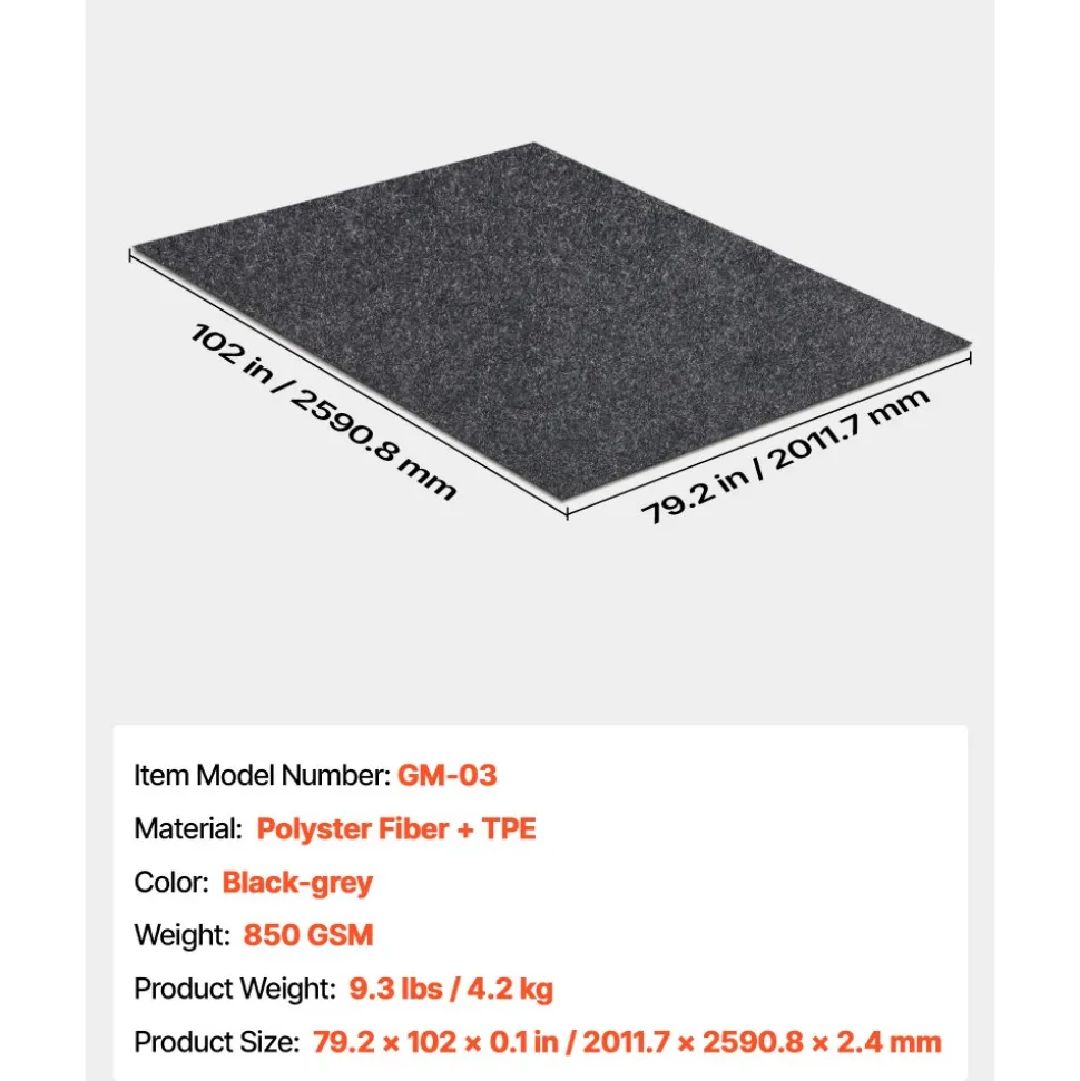 VEVOR Waterproof Garage Floor Mat for Under Car, Non-slip 6.6'x8.5' Compact Size Heavy Duty Containment Mat, Protects Garage Floor from Water, Mud and Oil, For Garages,Greenhouses,Entrance