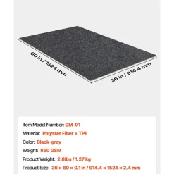 VEVOR Waterproof Garage Floor Mat for Under Car, 3'x5' Compact Size Heavy Duty Containment Mat with Strong Grip, Protects Garage Floor from Water, Mud and Oil, For Garages,Greenhouses,Entrance