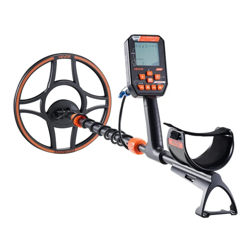 VEVOR Waterproof Metal Detector, 12", Professional High Accuracy Gold Detector for Adults, with Display, Wireless Headphones, 7 Modes, Adjustable Length, for Detecting Gold Treasure Hunting, IP68