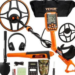 VEVOR Waterproof Metal Detector, 12" Coil, Professional Rechargeable Gold Detector, 39-50 in Adjustable with LCD 7 Modes Advanced DSP Chip Bluetooth Headset, IP68 for Detecting Gold Treasure Hunting