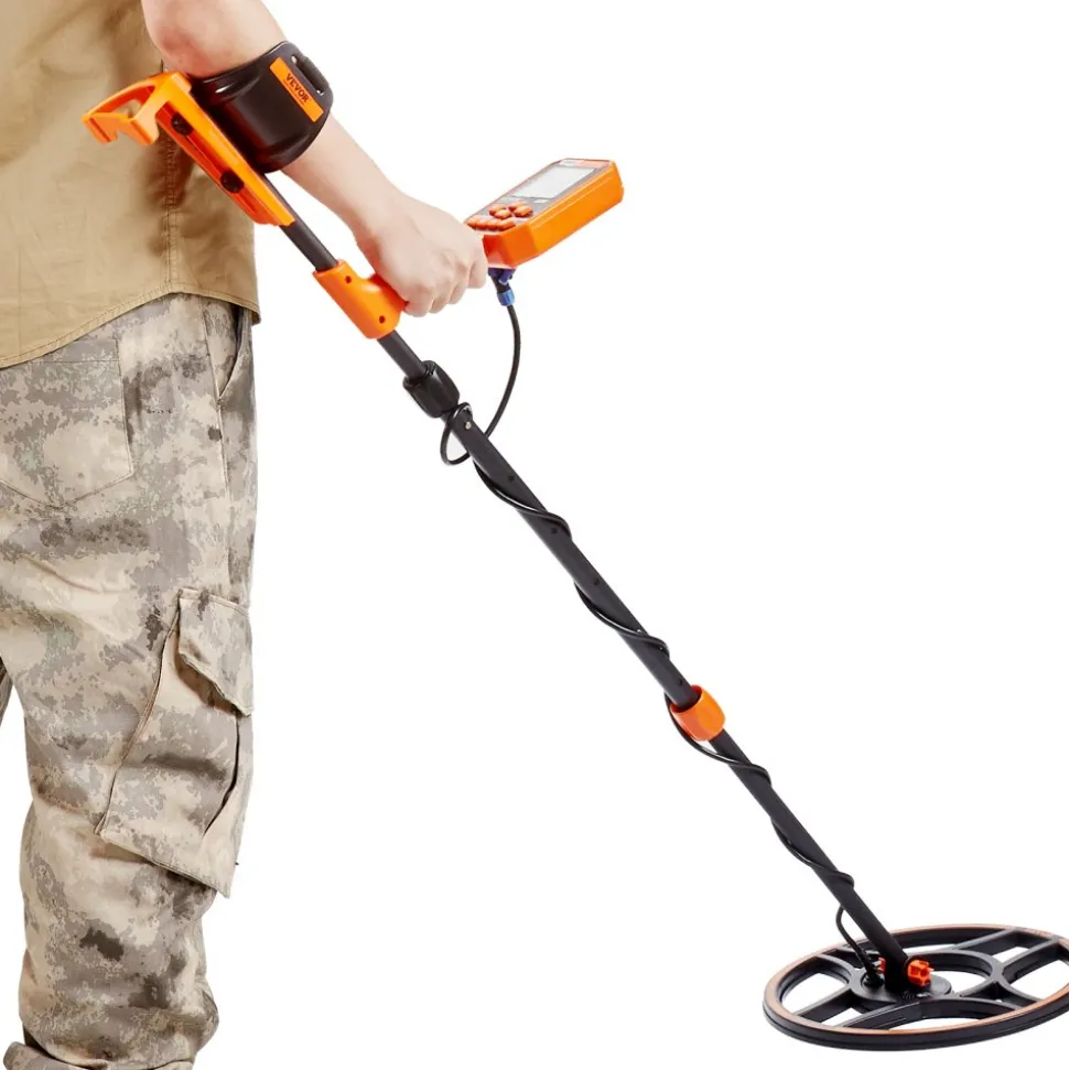 VEVOR Waterproof Metal Detector, 12" Coil, Professional Rechargeable Gold Detector, 39-50 in Adjustable with LCD 7 Modes Advanced DSP Chip Bluetooth Headset, IP68 for Detecting Gold Treasure Hunting