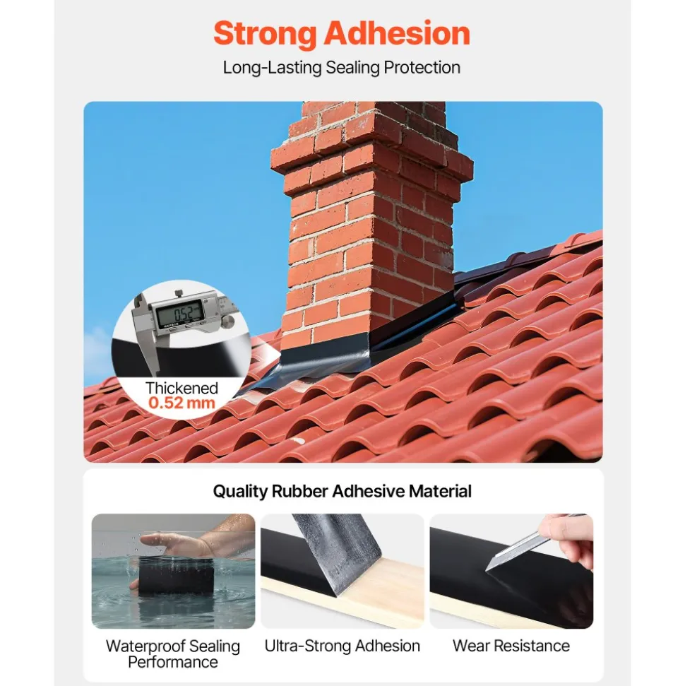 VEVOR Waterproof Patch and Seal Tape, 4 inch x 10 ft, Pack of 2, Weather-Resistant Waterproof Tape for Leaks and Repairs, Peel and Stick Easy Indoor and Outdoor Use for Roof, Wall, and Pipe, Black
