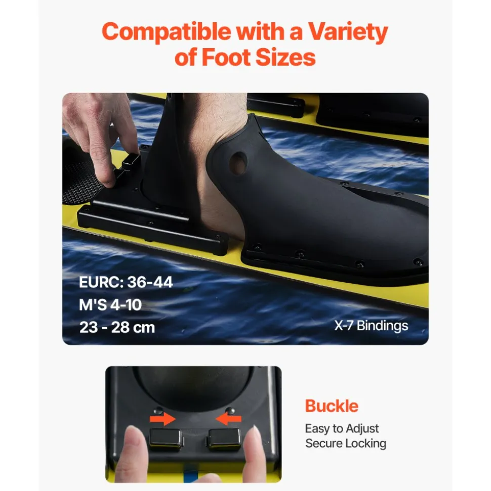 VEVOR 59" Water Skis, Adult Water Ski with X-7 Adjustable Horseshoe Bindings & Padded Rear Toe Plate, High-gloss UV Coating Waterskis Combo for Adults Up to 300 lbs