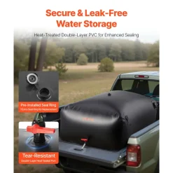 VEVOR Water Storage Bladder, 264.2 Gal Collapsible Water Storage Bag, Wear-Resistant 1000D PVC Soft Waters Bag, Leakproof Camping Tank Containers for Garden Irrigation RV Emergency Use, Black