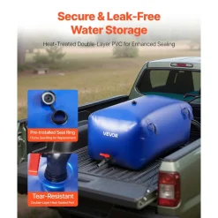 VEVOR Water Storage Bladder 63.4 Gallon Large Capacity Water Bag, Portable & Collapsible Soft Waters Container, Leakproof & Tear-Resistant PVC Emergency Waters Storage Tank for RV Truck & Outdoor Use