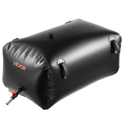 VEVOR Water Storage Bladder, 30 Gal Collapsible Water Storage Bag, Wear-Resistant 1000D PVC Soft Waters Bag, Leakproof Camping Tank Containers for Garden Irrigation RV Emergency Use, Black