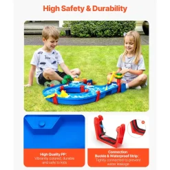 VEVOR Water Table for Toddlers, Kids Activity Play Waterway, Outdoor Summer Water Park Playset with 39PCS Accessories for Backyard Lawn Beach, Activity Sensory Play Table for 3+ Years Boys Girls