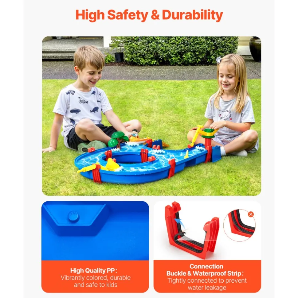 VEVOR Water Table for Toddlers, Kids Activity Play Waterway, Outdoor Summer Water Park Playset with 39PCS Accessories for Backyard Lawn Beach, Activity Sensory Play Table for 3+ Years Boys Girls