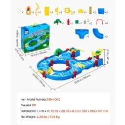 VEVOR Water Table for Toddlers, Kids Activity Play Waterway, Outdoor Summer Water Park Playset with 39PCS Accessories for Backyard Lawn Beach, Activity Sensory Play Table for 3+ Years Boys Girls