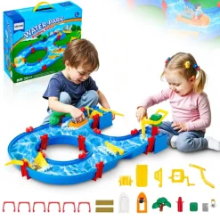 VEVOR Water Table for Toddlers, Kids Activity Play Waterway, Outdoor Summer Water Park Playset with 39PCS Accessories for Backyard Lawn Beach, Activity Sensory Play Table for 3+ Years Boys Girls